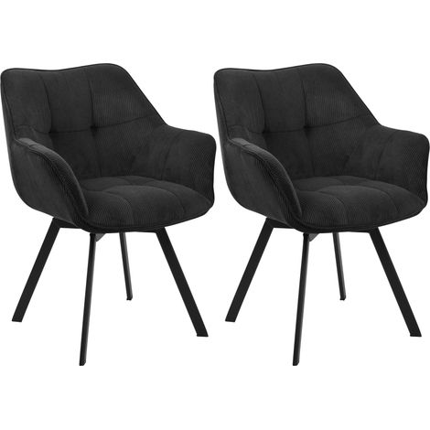 Pack de 2 sillas de comedor Jordi de pana Negro (1/5)