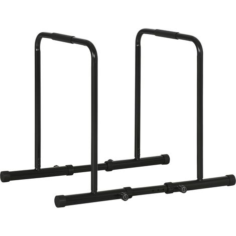 Parallele Dip-Bar-Krafttrainingsstation aus Stahl, höhen- und abstandsverstellbar, 90–102 x 65 x 80–90 cm, Schwarz