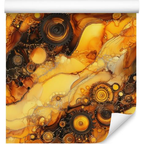 Papier peint Encre or, orange, rouille et ocre 50x1000 cm (1/5)