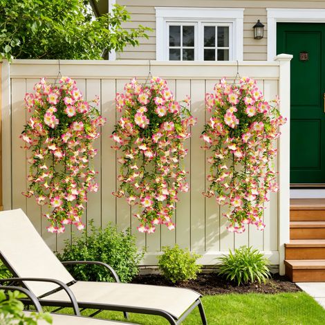 4 Fleurs Artificielles Extérieures – Pétunias Rose, UV Résistants, Décoration Jardin et Balcon (1/5)