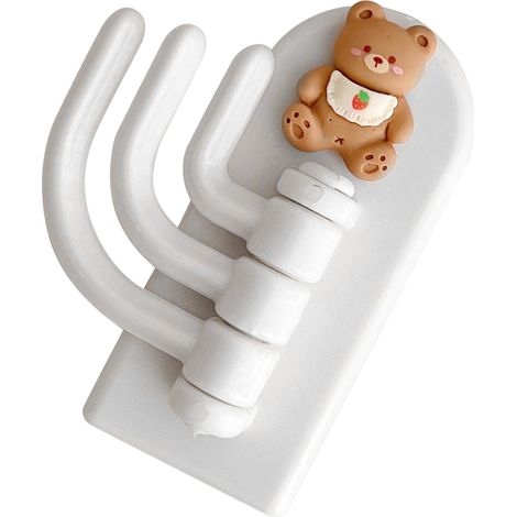 Patère murale autocollante ours beige mignon, motif animal mignon, idéale pour les dortoirs d'enfants. (1/5)