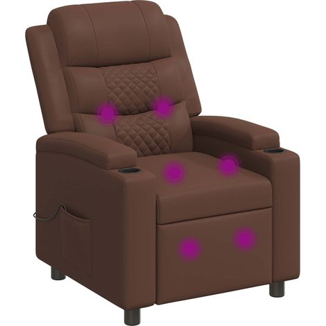 Sillón de masaje reclinable Marrón 75 x 93 x 98 cm Tela vidaXL (1/4)