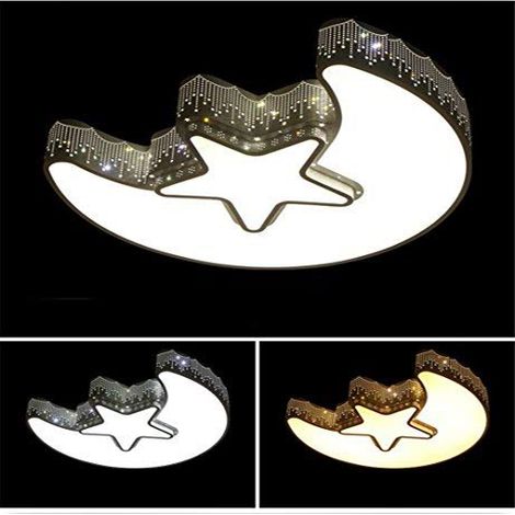 Plafonnier étoile-lune avec télécommande, lampe LED de protection des yeux, pour chambre à coucher, gradation en continu, noir (1/5)