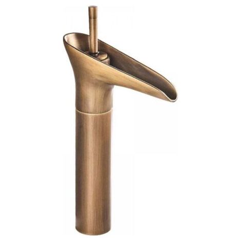 Mitigeur lavabo cascade pour salle de bains, réglage eau chaude/froide, en laiton chromé. Design moderne et élégant, facile à installer et à utiliser. (1/4)