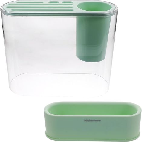 Support de Rangement pour Couteaux Cuisine Bac D'égouttage, Construction Solide en Abs et Pp, Corps Amovible pour Organiser Ustensiles la Cuisine (1/5)