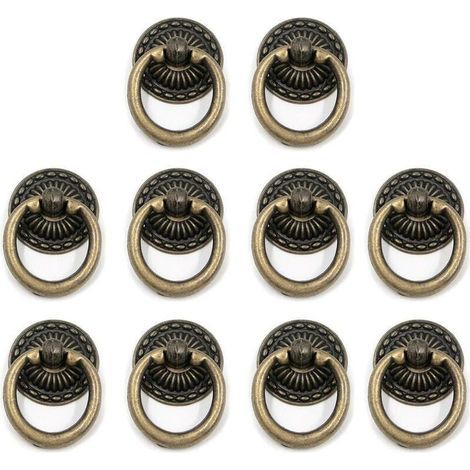 Vintage zinc alloy drawer handle, antique bronze finish with screws, set of 10 (1/5)