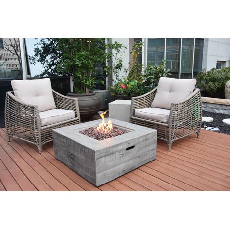 Elementi Gasfeuerstelle "Wilton" in Holzoptik, grau, 87 x 87 x 38 cm (L x B x H) (1/5)