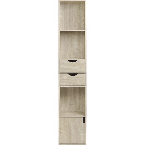 CHICFURN Estantería librería estrecha 30 x 157,5 x 24 cm de madera melaminada roble claro (1/5)