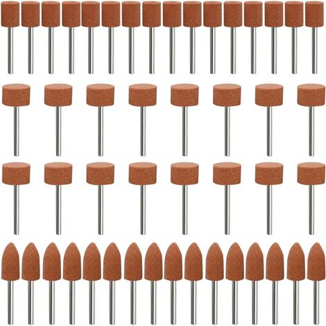 Lot de 48 embouts abrasifs en corindon pour Dremel, tige de 1/8" pour meulage, polissage, ébavurage, pour une utilisation sur les pierres précieuses, le verre, le métal et le bois
