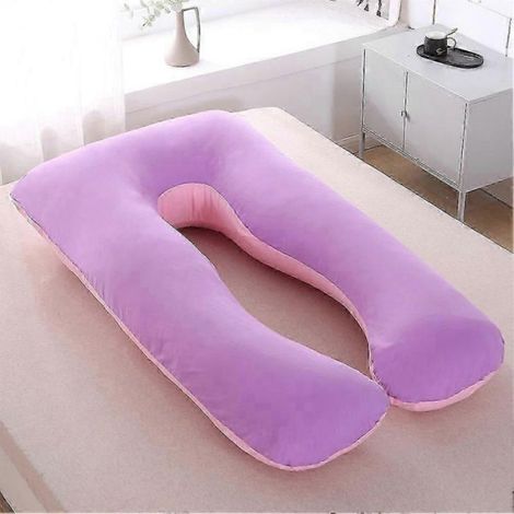 Taie D Oreiller - Coton - Pour Coussin Grossesse Forme U - Usage Latéral - 70 X 130 Cm Et 80 X 140 Cm - Rose (1/5)