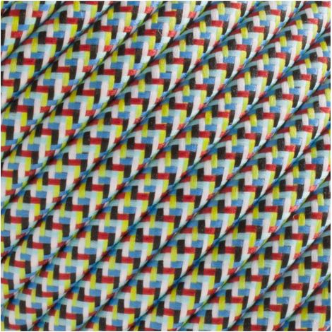 Fil électrique tressé - 2x0.75mm2 - Sur mesure - Bleu-Vert fantaisie