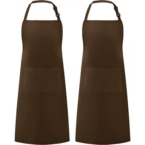 Lot de 2 tabliers de cuisine pour hommes et femmes avec 2 poches pour cuisiner, pâtisserie, peinture, travaux ménagers (1/5)
