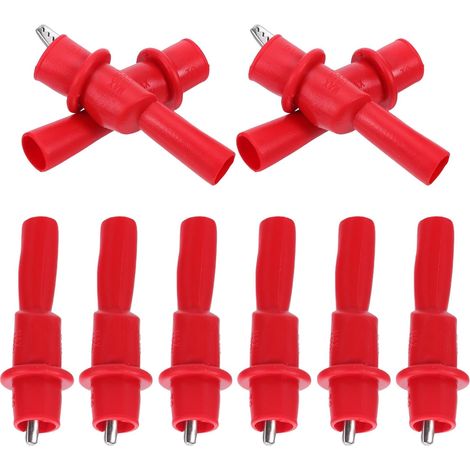 10 Pièces Pinces de Test Isolées Rouges en Acier Nickelé Revêtement Pvc, Mécanisme de Libération Rapide et Contact Électrique pour Maintenance Électrique (1/5)
