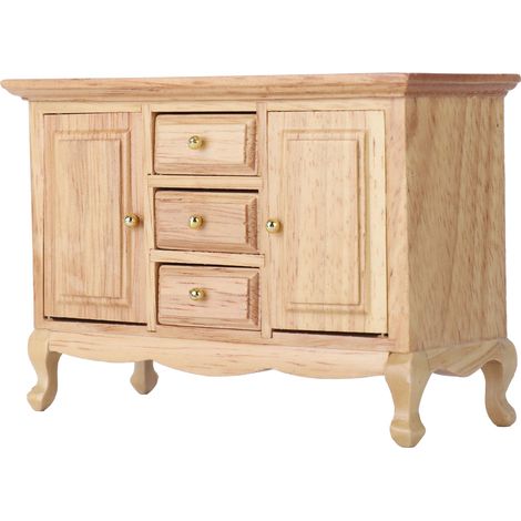 Armoire à double porte pour maison de poupée à l'échelle 1:12, meuble en bois, accessoire miniature (1/5)