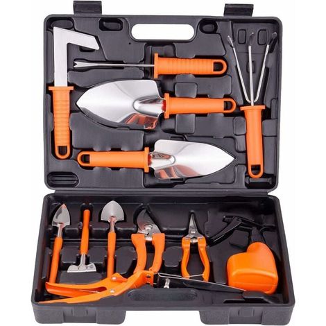 Gärtner-Werkzeug-Set, strapazierfähiges Edelstahl-Gärtner-Werkzeug-Set, Gartengeräte für Frauen/Männer (13 Stück orange) (1/5)