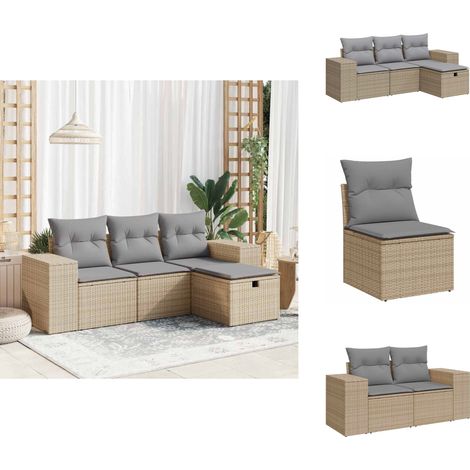 Salon de jardin avec coussins 4 pcs beige résine tressée - Ensemble De Canapés De Jardin - Ensembles De Canapés De Jardin - Ensemble De Canapés D'extérieur - Salon De Jardin (1/5)