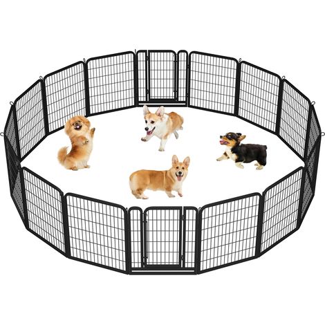 Yaheetech – Parc pour chien 16 panneaux en métal – Hauteur 80 cm – Surface 6,69 m² – Panneaux démontables et assemblables – Pour petits animaux