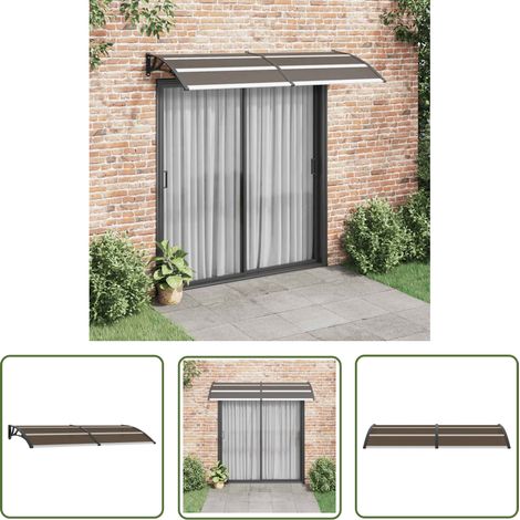 The Living Store Auvent de porte Noir 240x100 cm PC - Auvent De Porte - Abri De Porte - Protection Contre La Pluie - Store Extérieur - Protection Solaire (1/6)