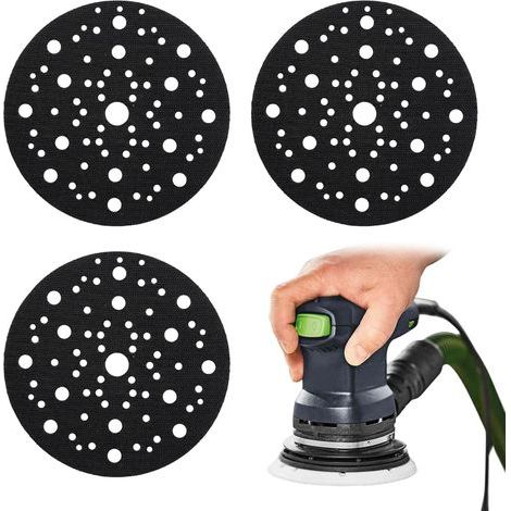3 Patin, Fermeture Auto-agrippante, Nylon, 70 Trous, Pour Ponceuse Orbitale (1/5)