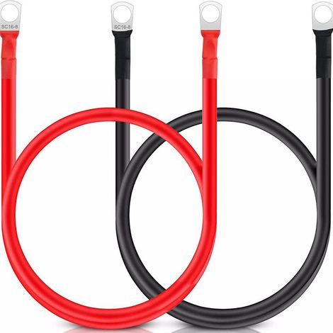 Cable De Connexion Batterie - 2 Pièces - 50 Cm - Section 35 Mm² - Cuivre Pur 99,9 % - Pour Batterie 12 V Et 24 V - Câble D'Inversion Lourd (1/5)