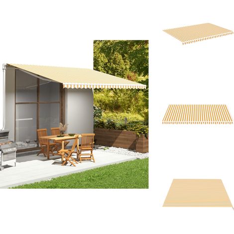 Tissu de remplacement pour auvent Jaune et blanc 5x3,5 m - Tissu D'ombrage - Auvent De Jardin - Toile D'extérieur - Parasol De Terrasse - Protection Solaire (1/5)