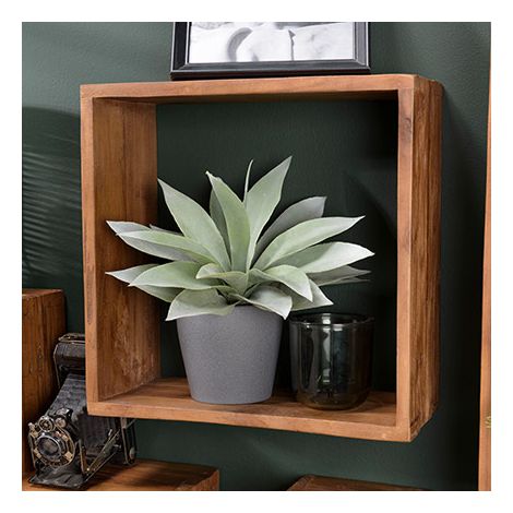 SIXTINE - Étagère murale marron 35x35cm 1 niche bois teck recyclé (1/5)