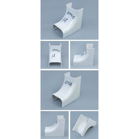 Cache décoratif d'angle intérieur en PVC pour tuyaux de climatisation et de chauffage – Fixation pour gaines – Diamètre adaptable 65 mm, profondeur 30 mm – Blanc. (1/2)