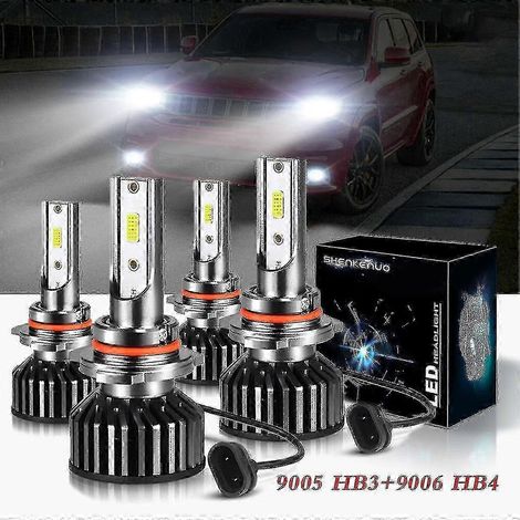 Ampoules de phares LED pour Jeep Grand Cherokee 1999-2010, 9005 HB3 Feux de route et 9006 HB4 Feux de croisement, lot de 4 (Jeep Grand Cherokee 1999-2010) (1/5)