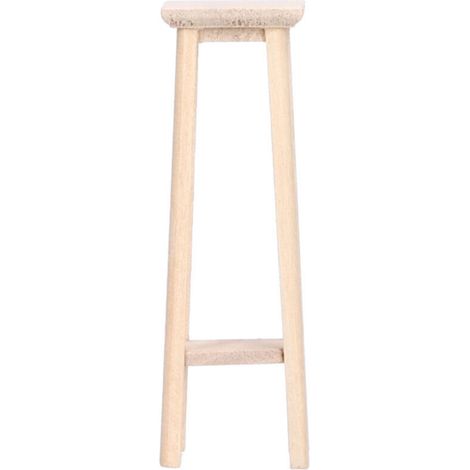 Tabouret de Bar en Bois Miniature 1:12 pour Maison de Poupée - Accessoire Décoratif Modèle Réduit (1/5)