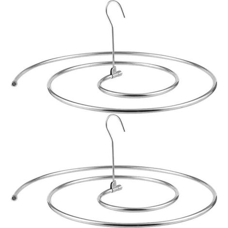 Lot de 2 étendoirs à linge ronds pliables Irovami - Acier inoxydable, rotation 360°, capacité 10 kg, pour draps, couettes et rideaux (1/5)