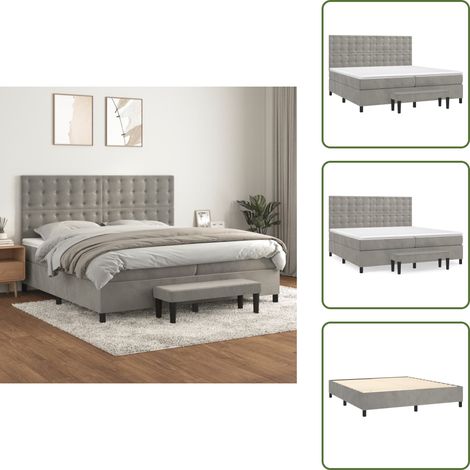 Boxspringbett mit Matratze Hellgrau 200x200 cm Samt - Samtbett - Boxspringbett - Doppelbett - Bettsofa - Schlafsystem (1/5)