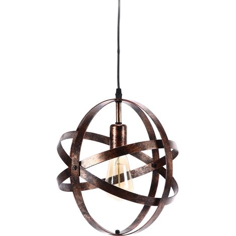 Lustre Industriel Vintage avec Globe Terrestre - Lampe Murale pour Café et Boutique