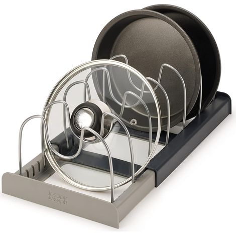 Erweiterbarer Küchen-Organizer, bis zu 6 Fächer, Kunststoff, grau, Einheitsgröße (1/5)