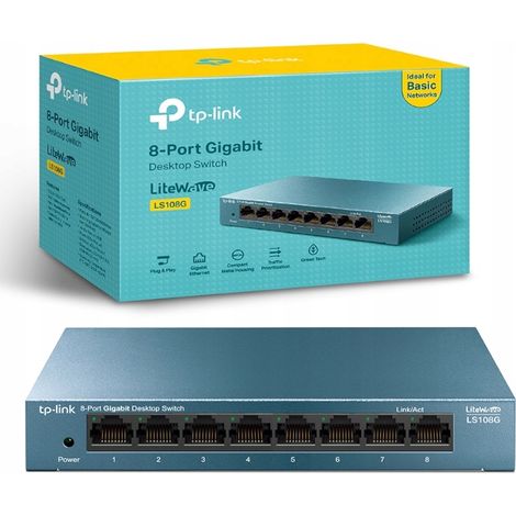 TP-LINK LiteWave Switch LS108G, Gigabit, non géré, 8 ports, métal (1/5)