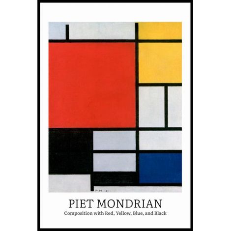 Affiche 61x91,5cm Design Composition 3, Mondrian Vintage pour Salon (1/4)