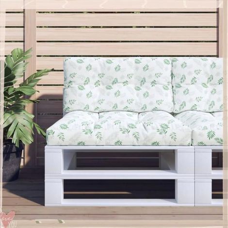 Coussins de palette - VINGVO - Motif de feuilles - Polyester résistant UV et eau - Garnissage fibres creuses PP - Lot de 2 (1/5)