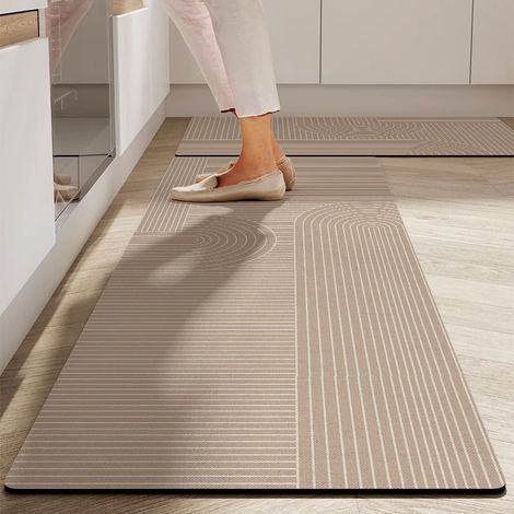 Tapis de sol en terre de diatomée pour cuisine – Absorbant eau et huile, antidérapant, style wabi-sabi, 40 x 120 cm-lsw