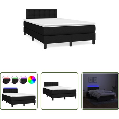 vidaXL LED-Leiste - Boxspringbett mit Matratze & LED Schwarz 120x190 cm Stoff (1/5)
