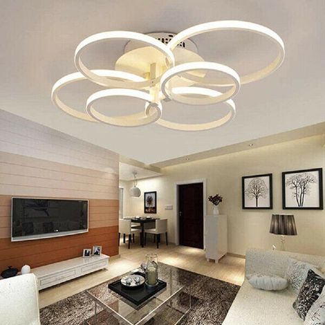Plafoniera Led Moderno 6 Anelli Lampadario 51 W Luce Fredda Calda Naturale C08
