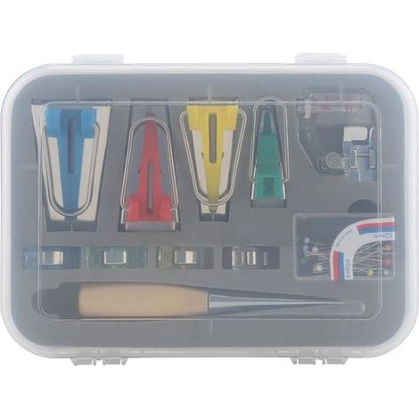 17pcs outil ferrure couture Appareil à Biais Fusible Tape Maker PR Épluchage DIY 6-12-18-25 mm (1/4)