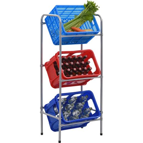 Étagère de rangement pour 3 caisses Argenté 50x33x116 cm Acier (1/5)