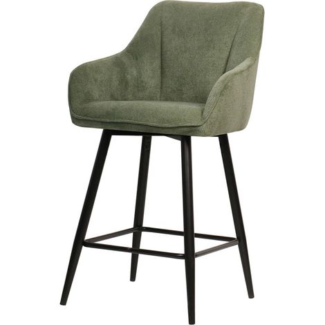 Tabouret de bar pivotant Rio vert pieds métal noir