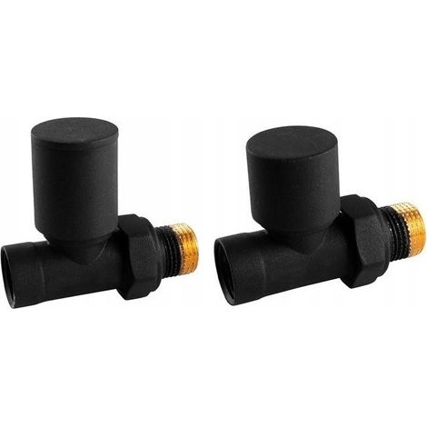 Set di valvole per radiatore dritte di colore nero