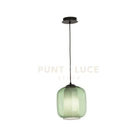 SOSPENSIONE BONNIE 2 VETRO VERDE 1 LUCE ATTACCO E27 D.22CM H.26CM