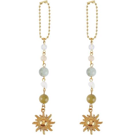 Lot de 2 pendentifs soleil pour rétroviseur de voiture, décoration bohème en pierres naturelles (1/5)