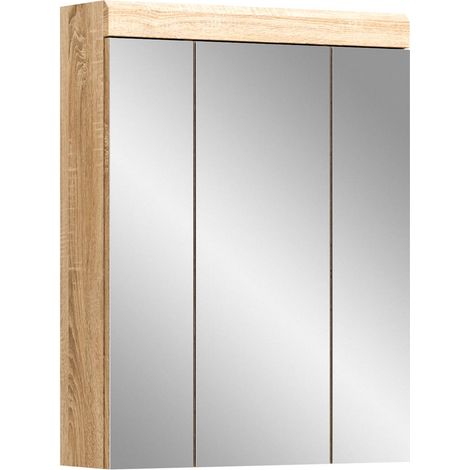 Lambada Spiegelschrank Bad 3 Türen Eiche dekor.
