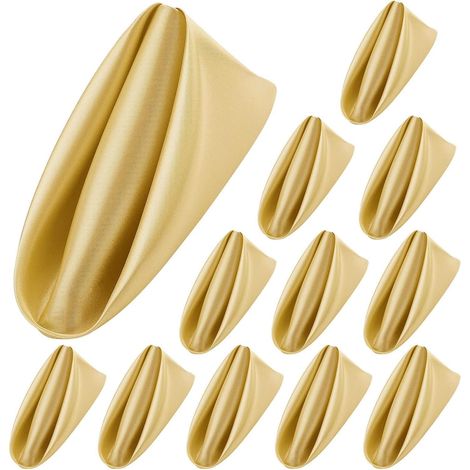 12 Soft Satin Napkins, 17 x 17 Inch Square Table Napkins for Restaurant, Wedding, Party, Dinner Decoration (1/5)