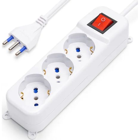 Multipresa Ciabatta Elettrica 3 Prese Universali ITA 10/16A Schuko 1,5 M Aigo