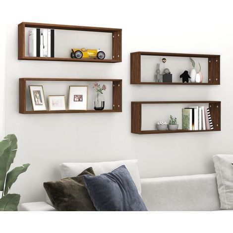 Wandregale 4 Stk. Braun Eichen-Optik 80x15x26,5cm Holzwerkstoff