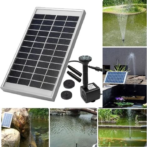 Pompa per fontana solare, portata 500 l/h, altezza di spruzzo 60 cm, alimentazione a energia solare (1/5)